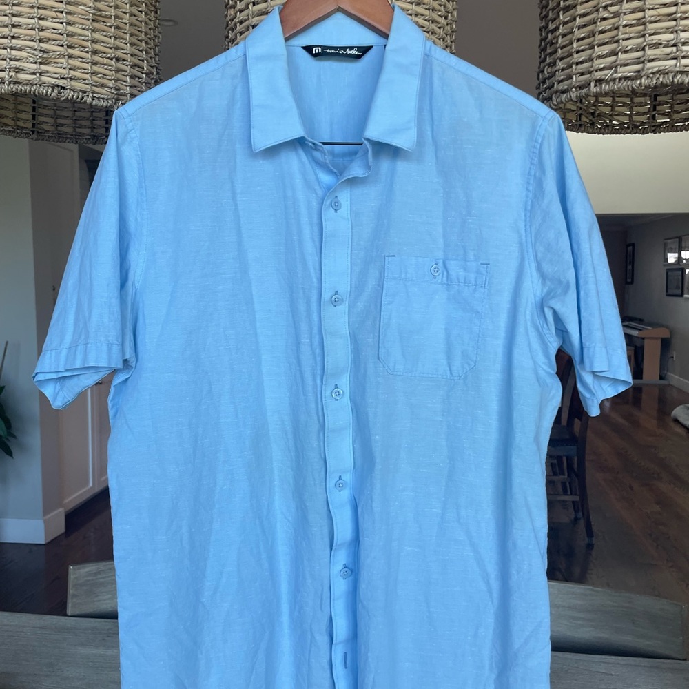 Travis Mathew Light Blue Casual Button Down Shirt